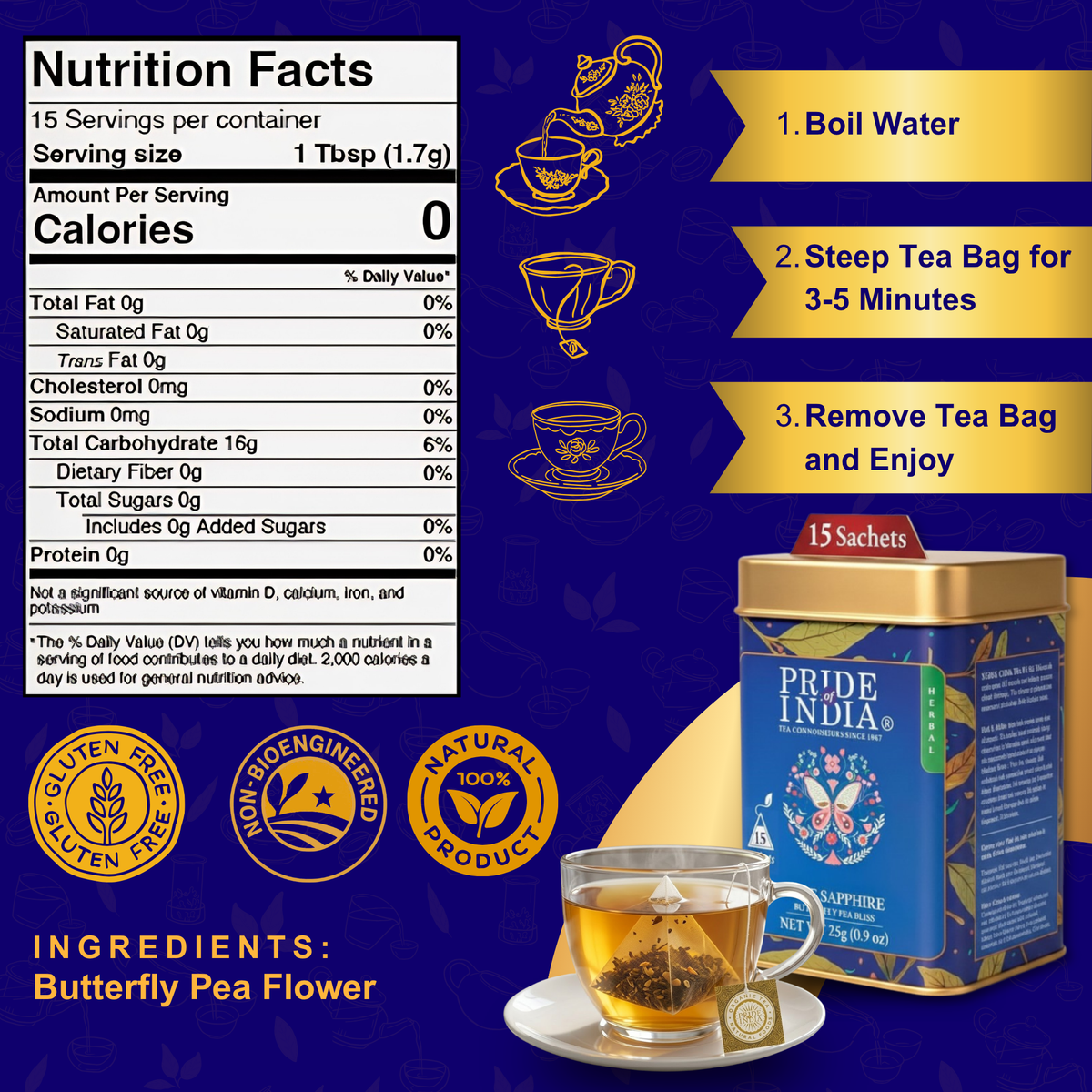 Blue Sapphire Butterfly Pea Bliss Tea – Color-Changing Herbal Tea