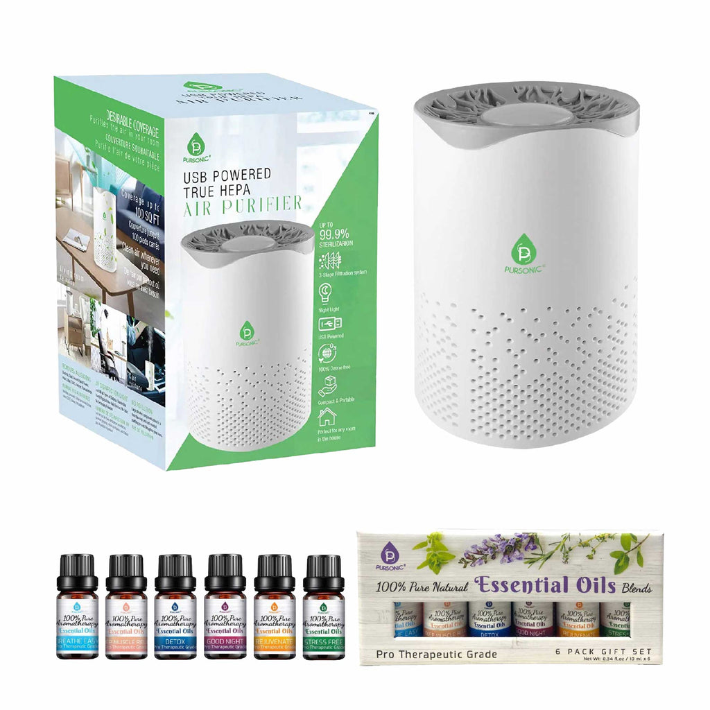 Pursonic Air Purifier with 6-Pack Premium Essential Oils Collection - Lunora Bloom lunorabloom#